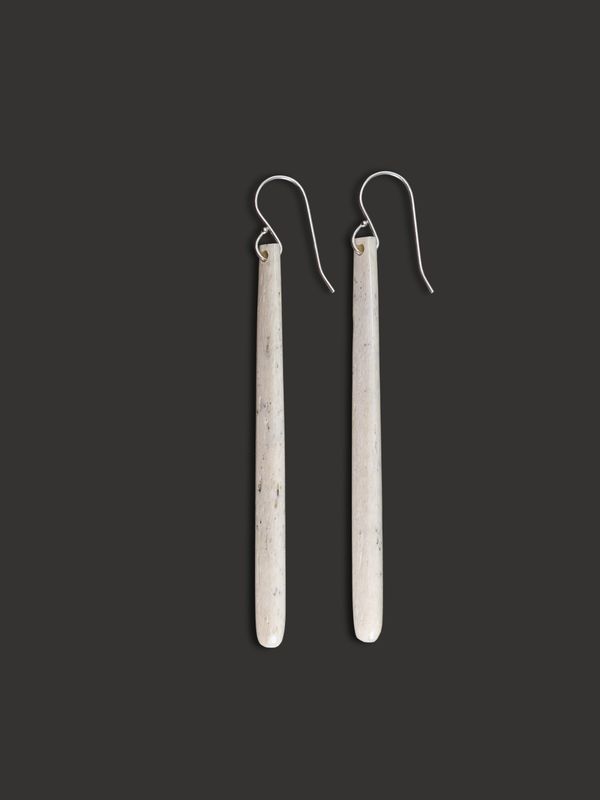 Moko Pounamu Whale Bone and Sterling Silver Drop Earrings  - Whitikau