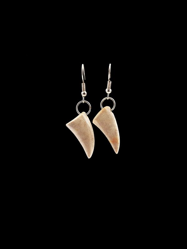 Moko Pounamu Rei Niho Whale Bone & Silver Earrings - Matawai