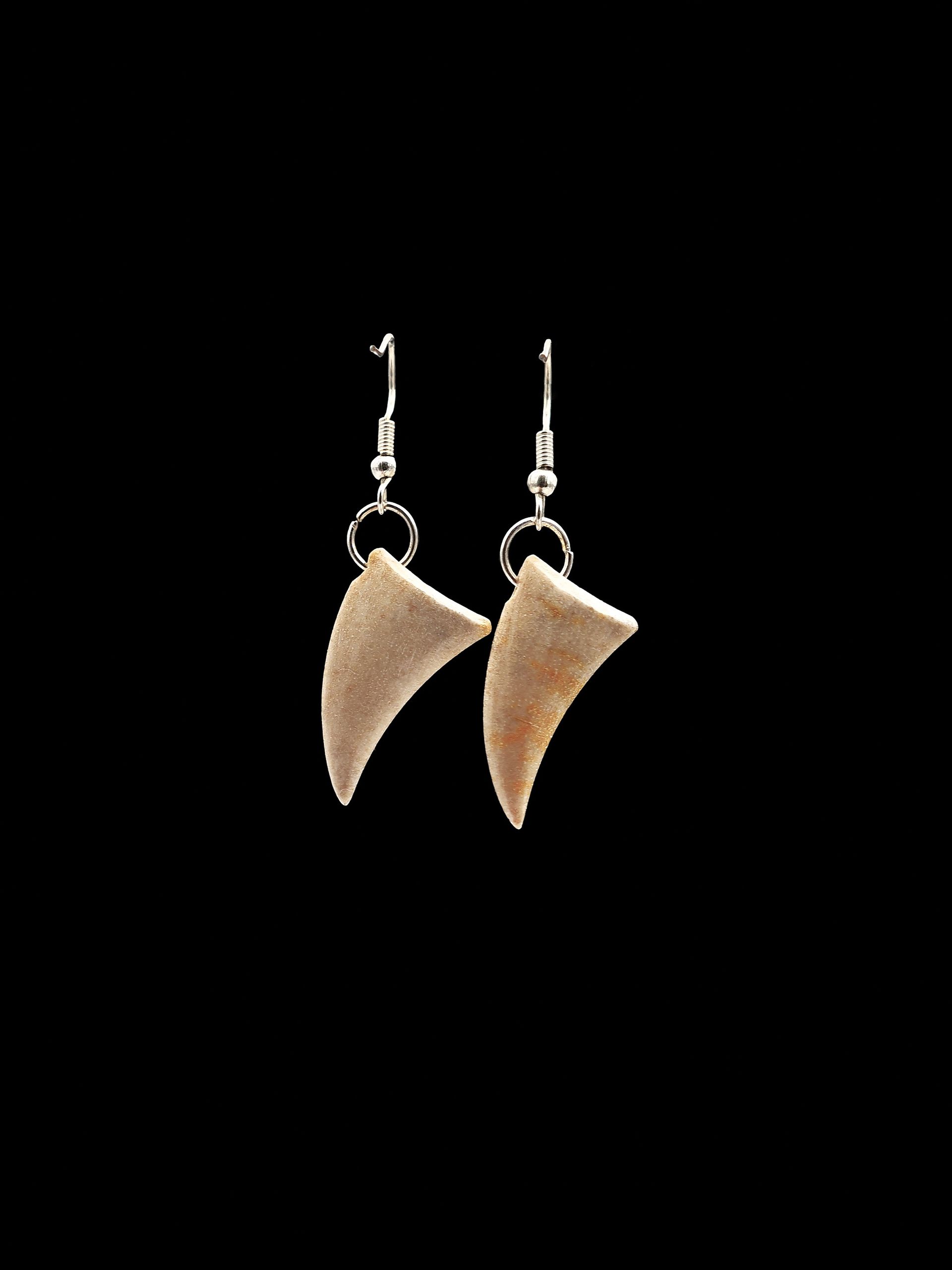 Moko Pounamu Rei Niho Whale Bone & Silver Earrings - Ruatahuna