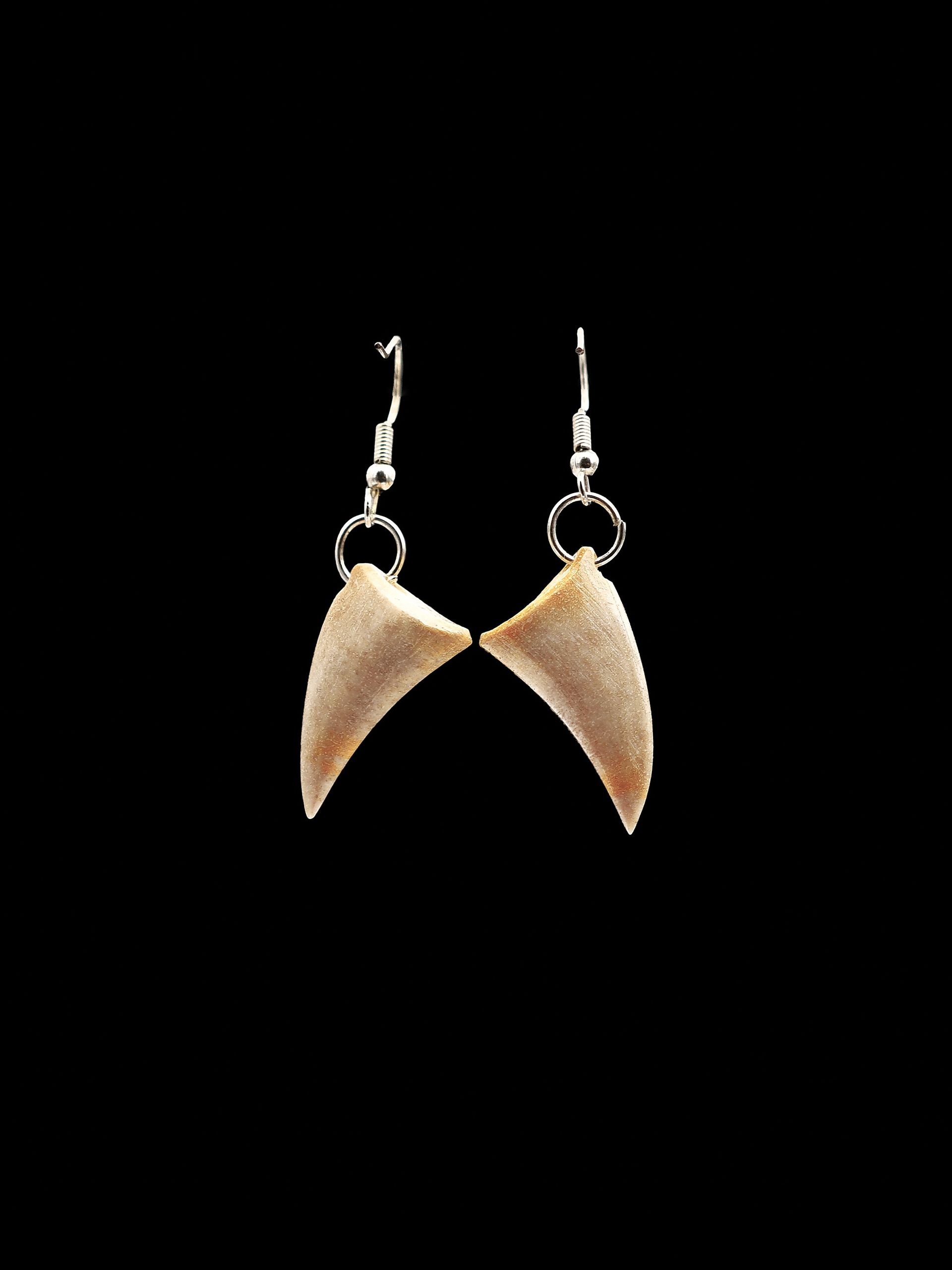Moko Pounamu Rei Niho Whale Bone & Silver Earrings - Ruakituri