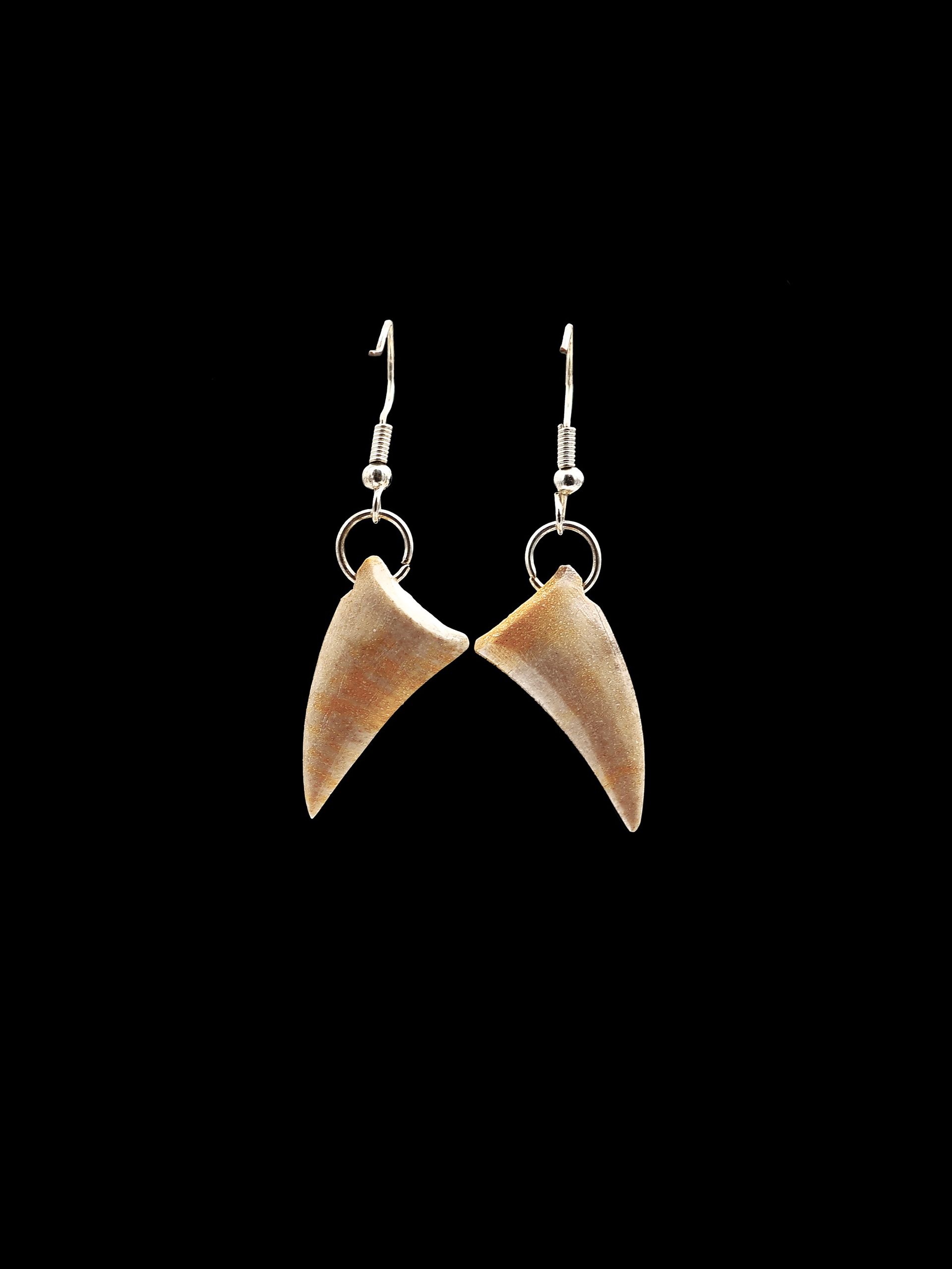 Moko Pounamu Rei Niho Whale Bone & Silver Earrings - Tokomaru