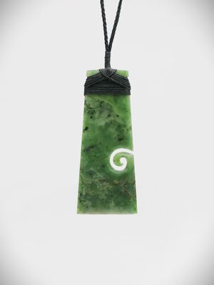 Moko Pounamu Toki Koru Genuine NZ Hapopo Greenstone - Awakeri