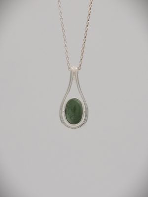 Moko Pounamu Greenstone/Paua and Silver Oval Drop spinning Pendant - 91JP
