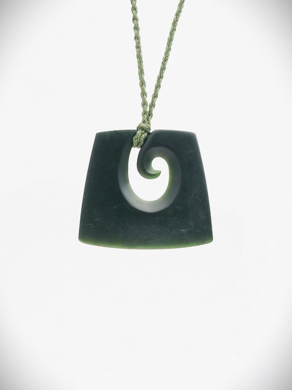 Moko Pounamu Koru NZ Genuine Kawakawa Greenstone - Whanarua
