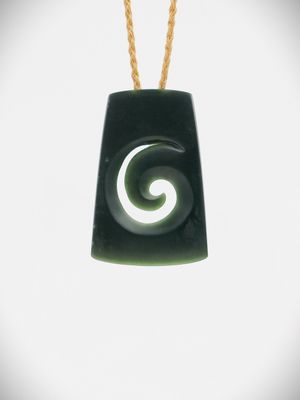 Moko Pounamu Koru NZ Genuine Kawakawa Greenstone - Raukumara