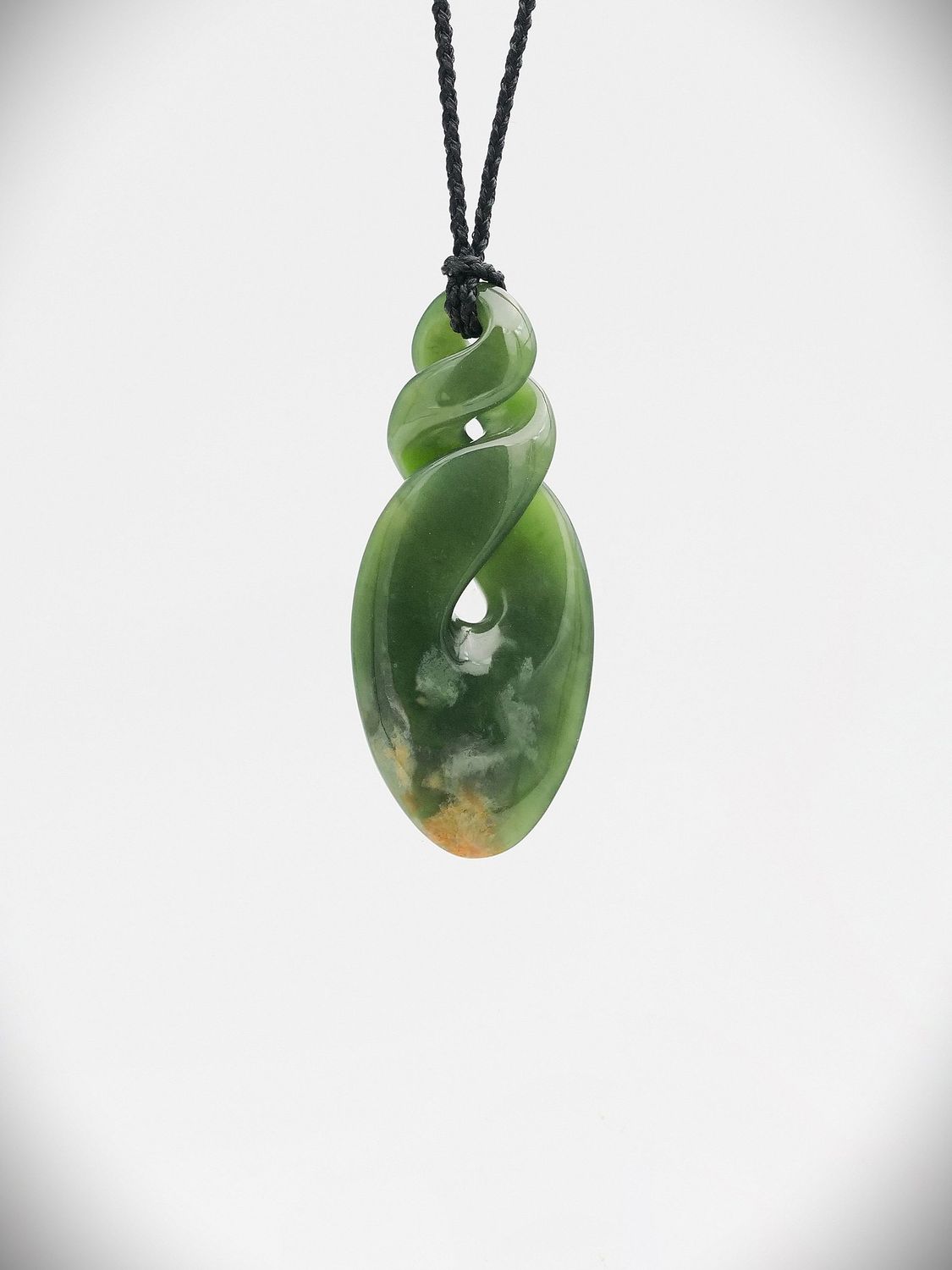 Moko Pounamu Double Pikorua NZ Genuine Marsden Flower Greenstone - Rotokohu Moko Pounamu Double Pikorua NZ Genuine Marsden Flower Greenstone - Rotokohu