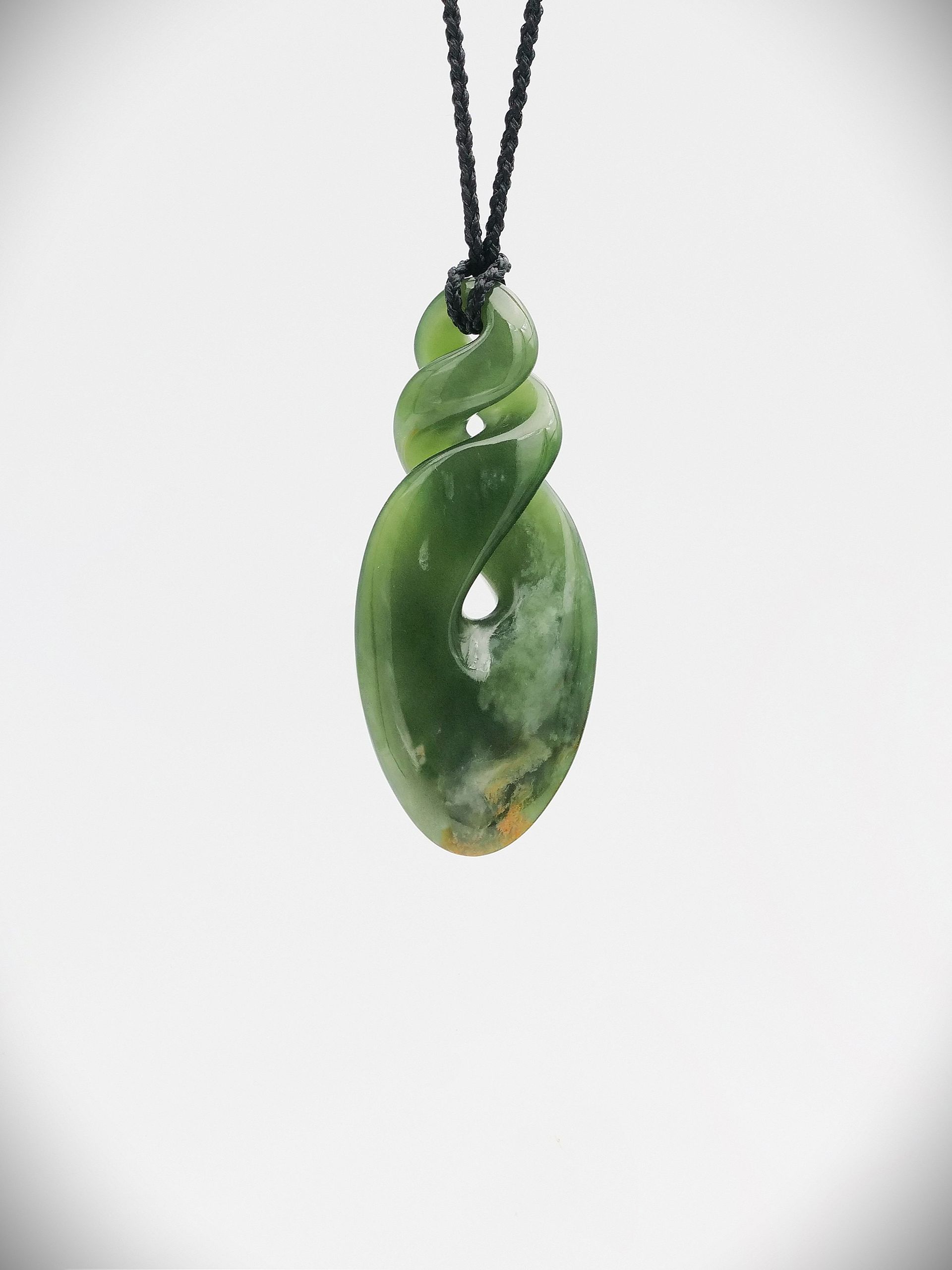 Moko Pounamu Double Pikorua NZ Genuine Marsden Flower Greenstone - Rotokohu