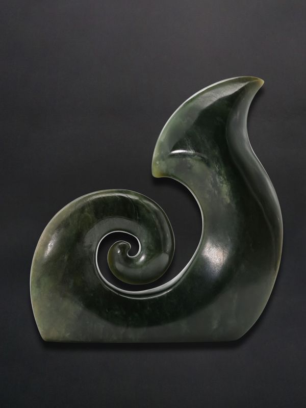 Moko Pounamu Koru NZ Genuine Kawakawa Greenstone - Manaroa