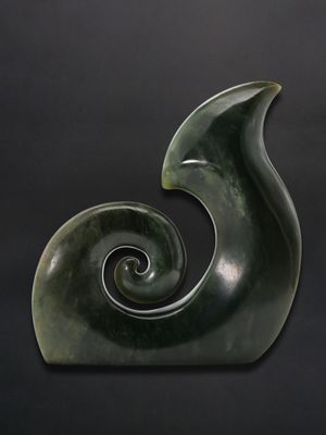 Moko Pounamu Koru NZ Genuine Kawakawa Greenstone - Manaroa