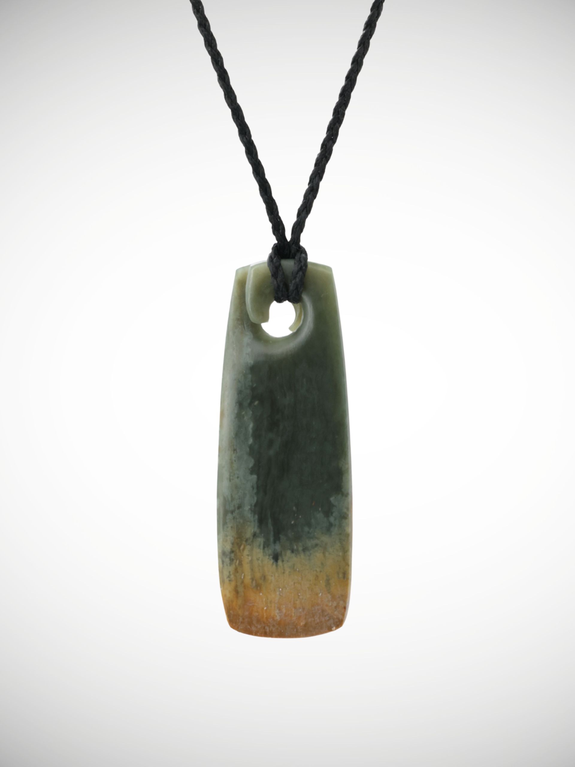 Moko Pounamu Toki with Koru Genuine NZ Inanga Flower Greenstone - Okiato