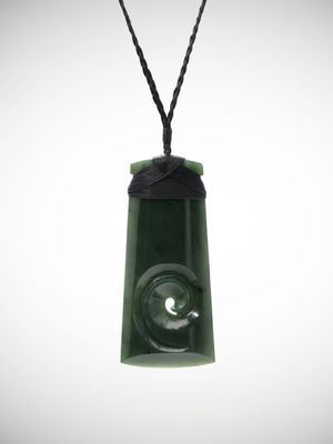 Moko Pounamu Toki with Koru Genuine NZ Kawakawa Greenstone - Mititai