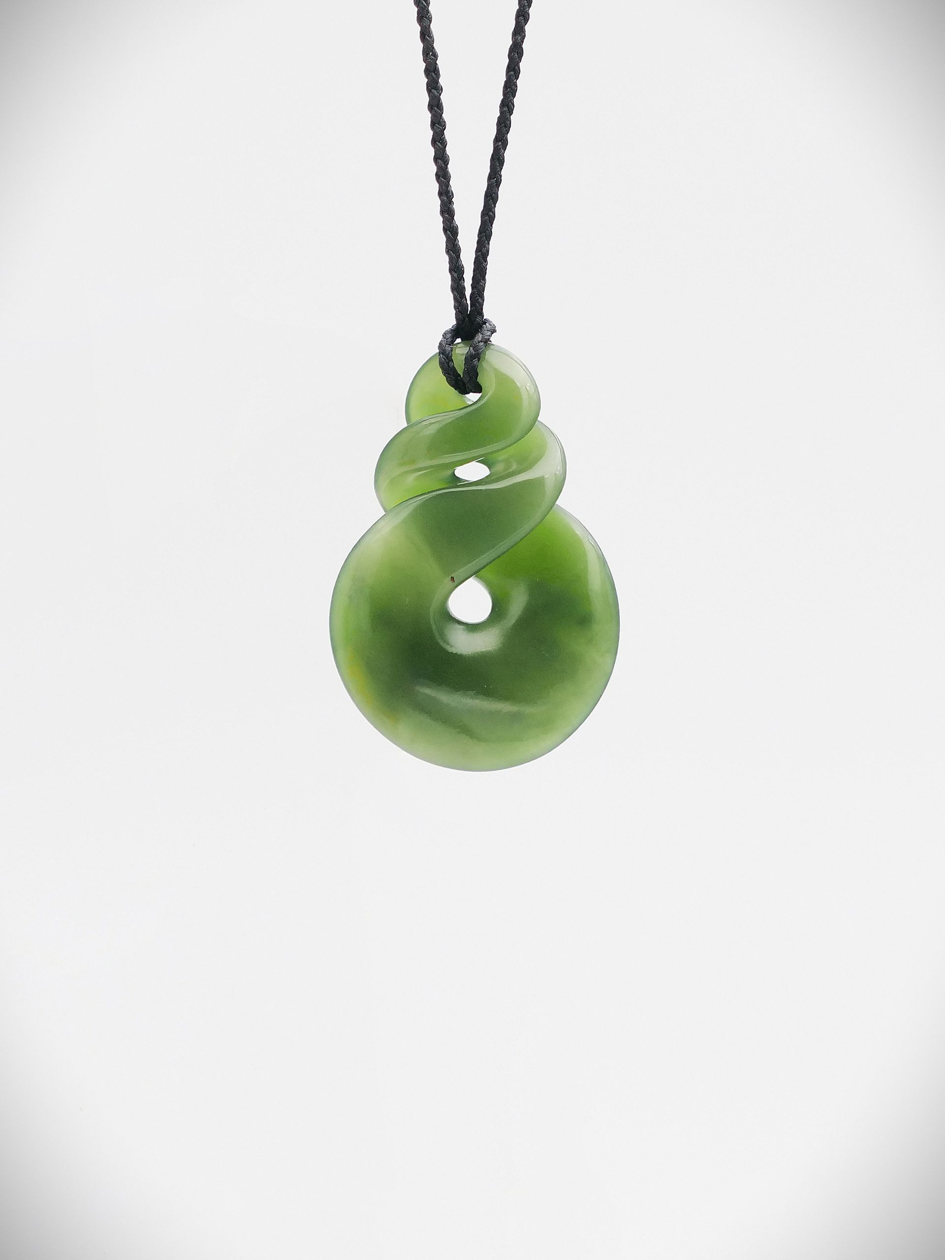 Moko Pounamu Double Pikorua (Twist) Genuine NZ Kahurangi Greenstone - Arataha