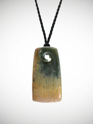 Moko Pounamu Toki with Koru Genuine NZ Inanga Flower Greenstone - Ngawaro