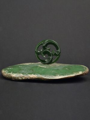 Moko Pounamu Multi Koru Sculpture NZ Genuine Kahurangi & Inanga Greenstone - Omarumutu