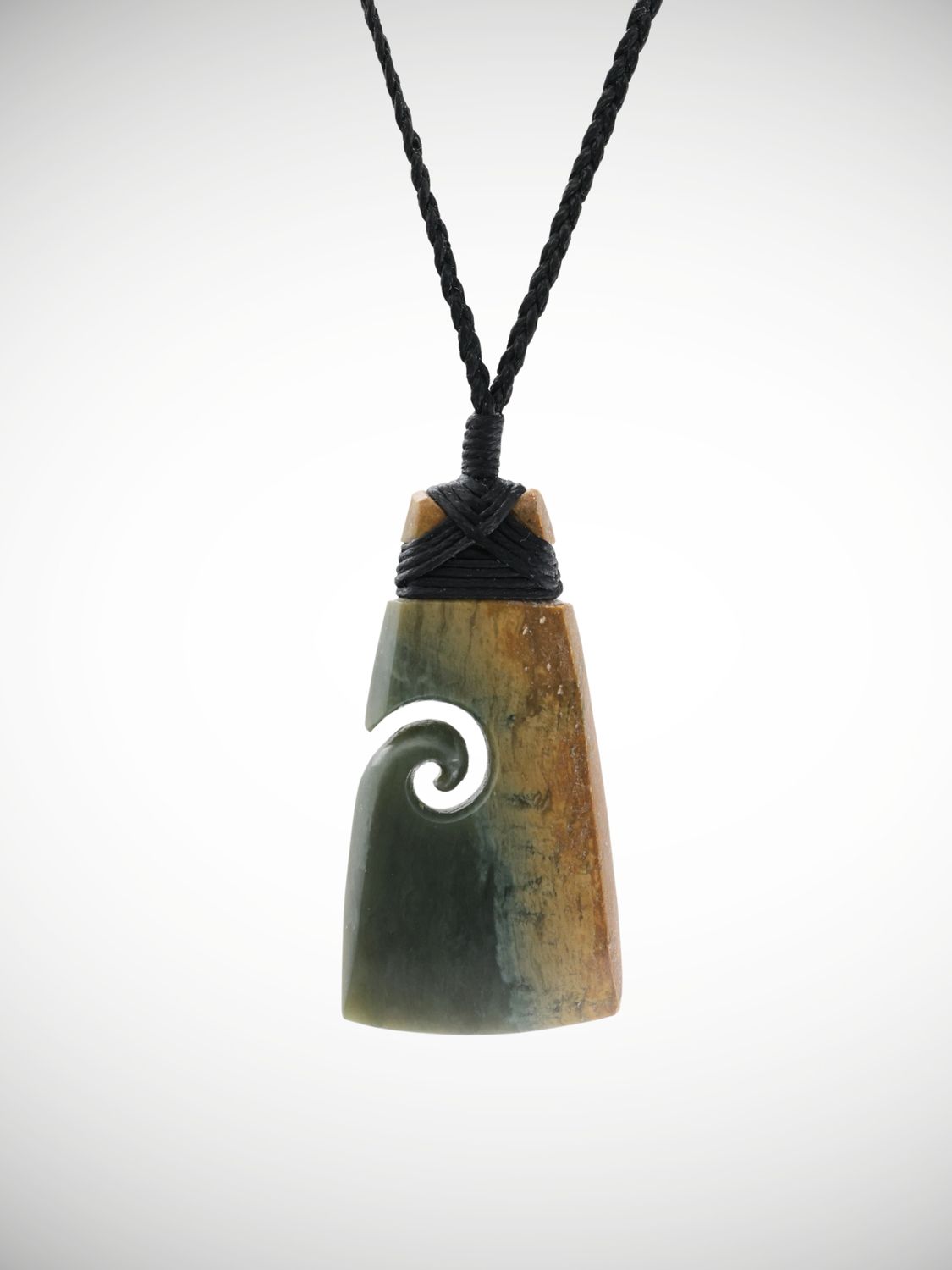 Moko Pounamu Toki with Koru Genuine NZ Inanga Flower Greenstone - Oaro