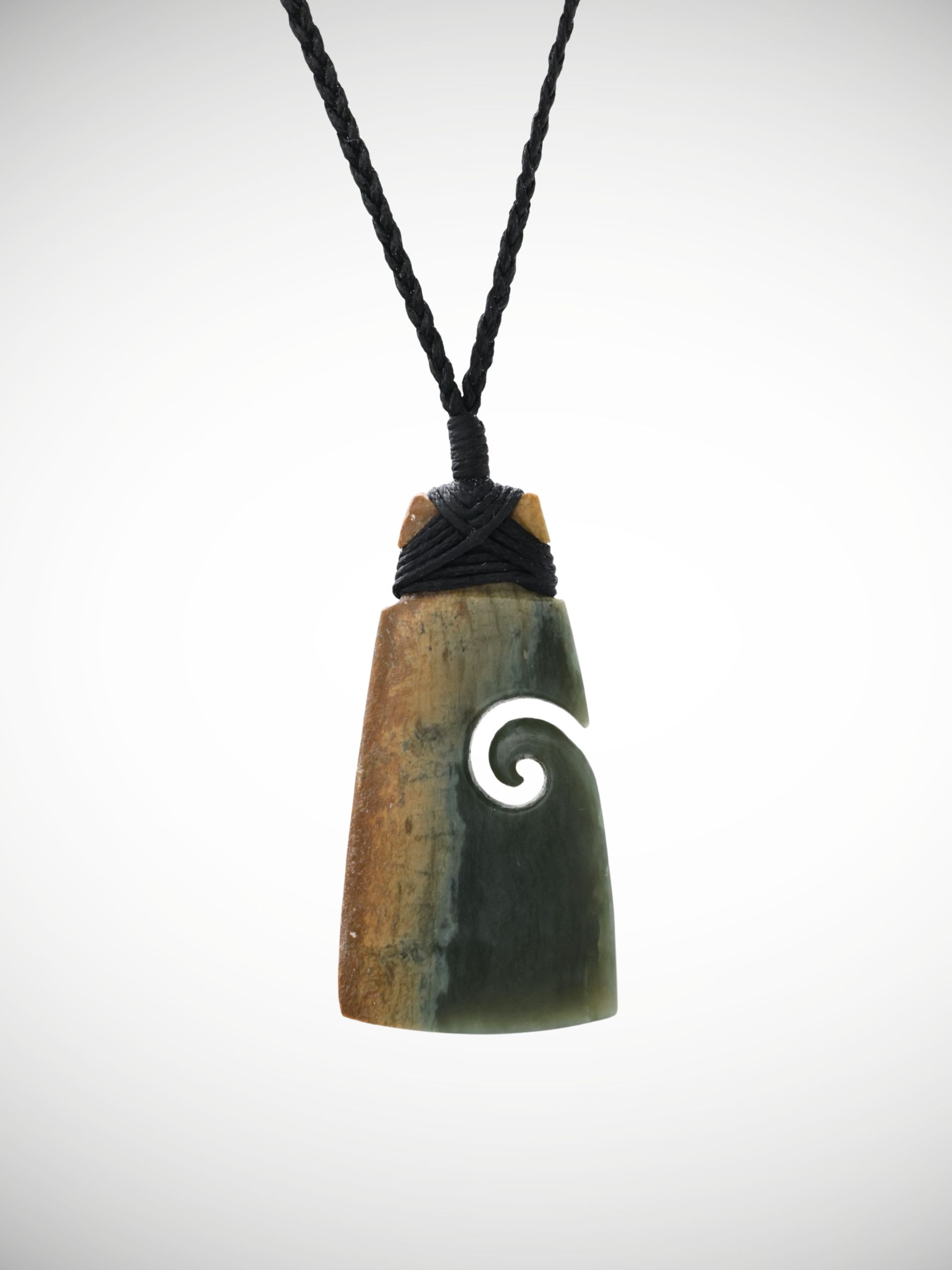 Moko Pounamu Toki with Koru Genuine NZ Inanga Flower Greenstone - Oaro