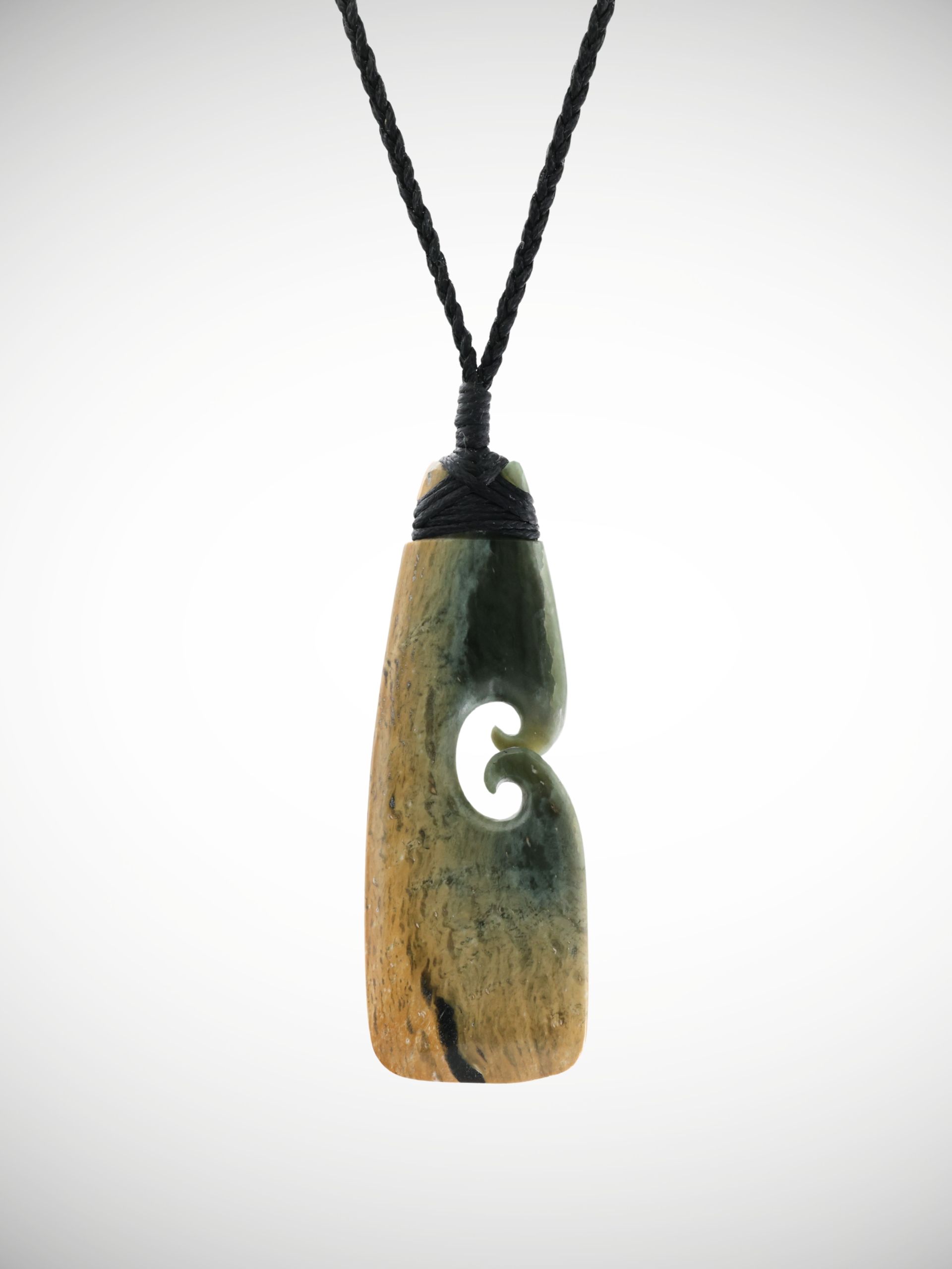 Moko Pounamu Toki with Koru Genuine NZ Inanga Flower Greenstone - Ohaeawai
