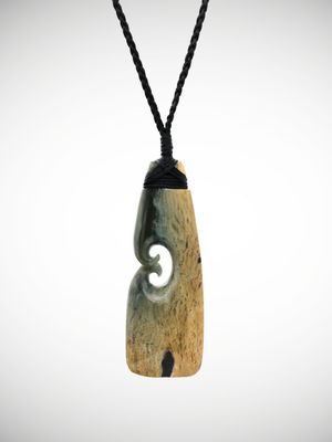 Moko Pounamu Toki with Koru Genuine NZ Inanga Flower Greenstone - Ohaeawai Moko Pounamu Toki with Koru Genuine NZ Inanga Flower Greenstone - Ohaeawai