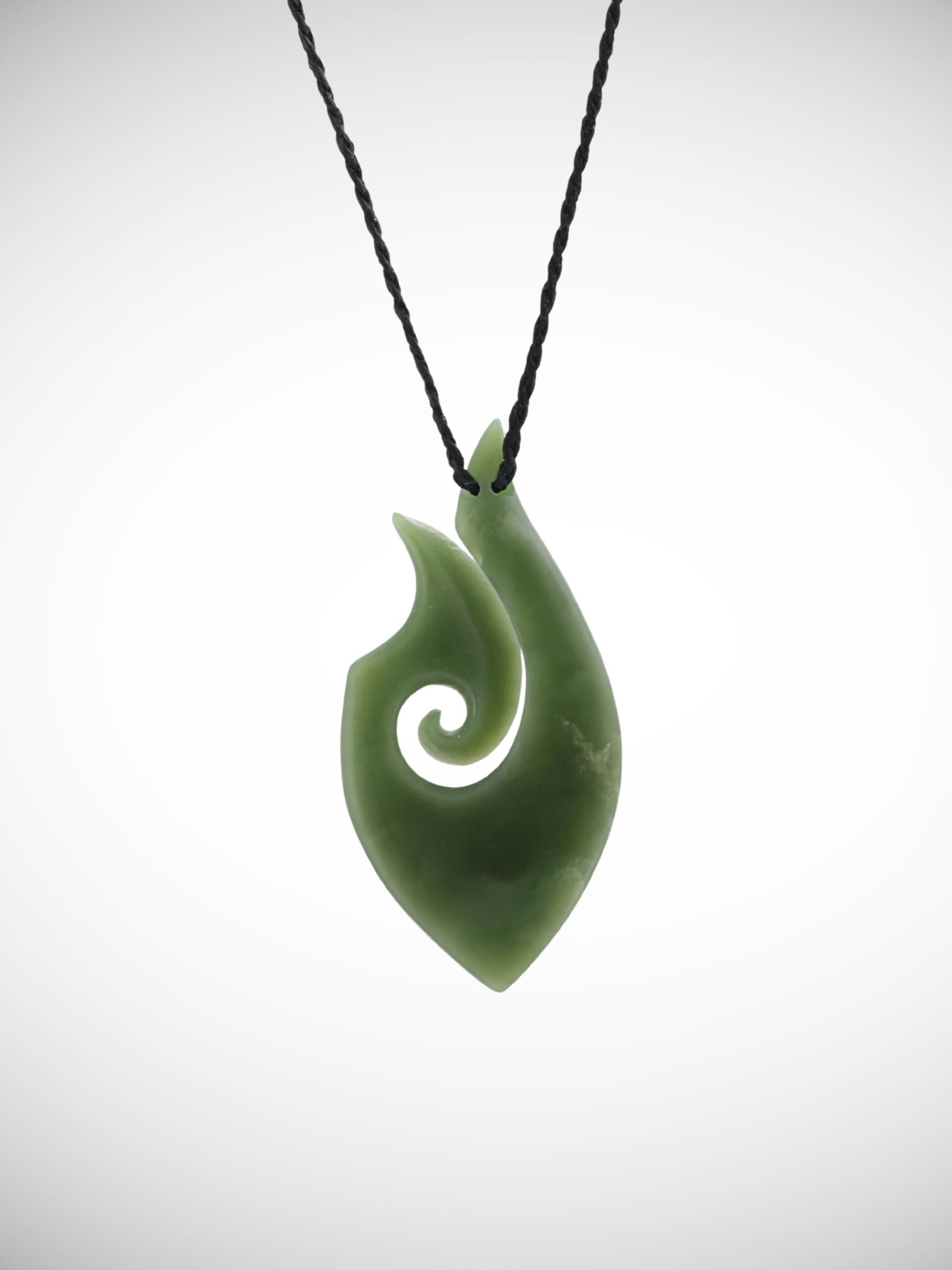 Moko Pounamu Hei Matau (Hook) NZ Genuine Kahurangi Greenstone - Koputai