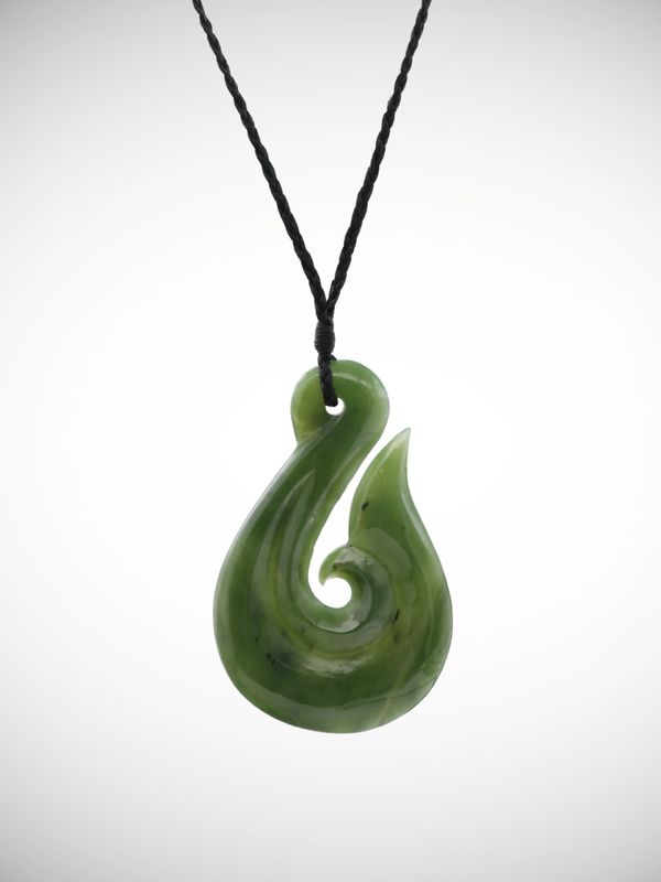 Moko Pounamu Hei Matau (Hook) Genuine NZ Kahurangi Greenstone - Koputaroa