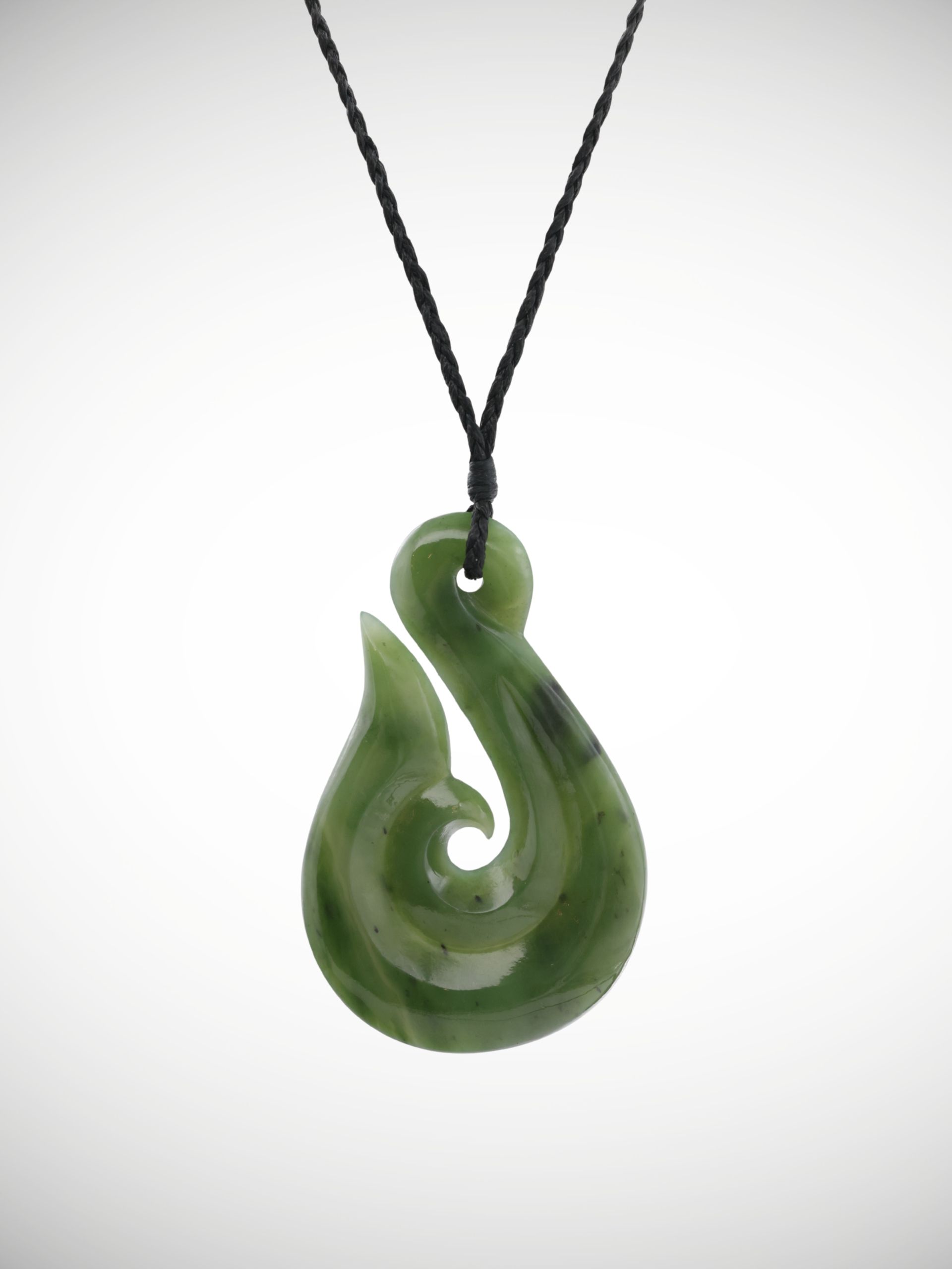 Moko Pounamu Hei Matau (Hook) Genuine NZ Kahurangi Greenstone - Koputaroa