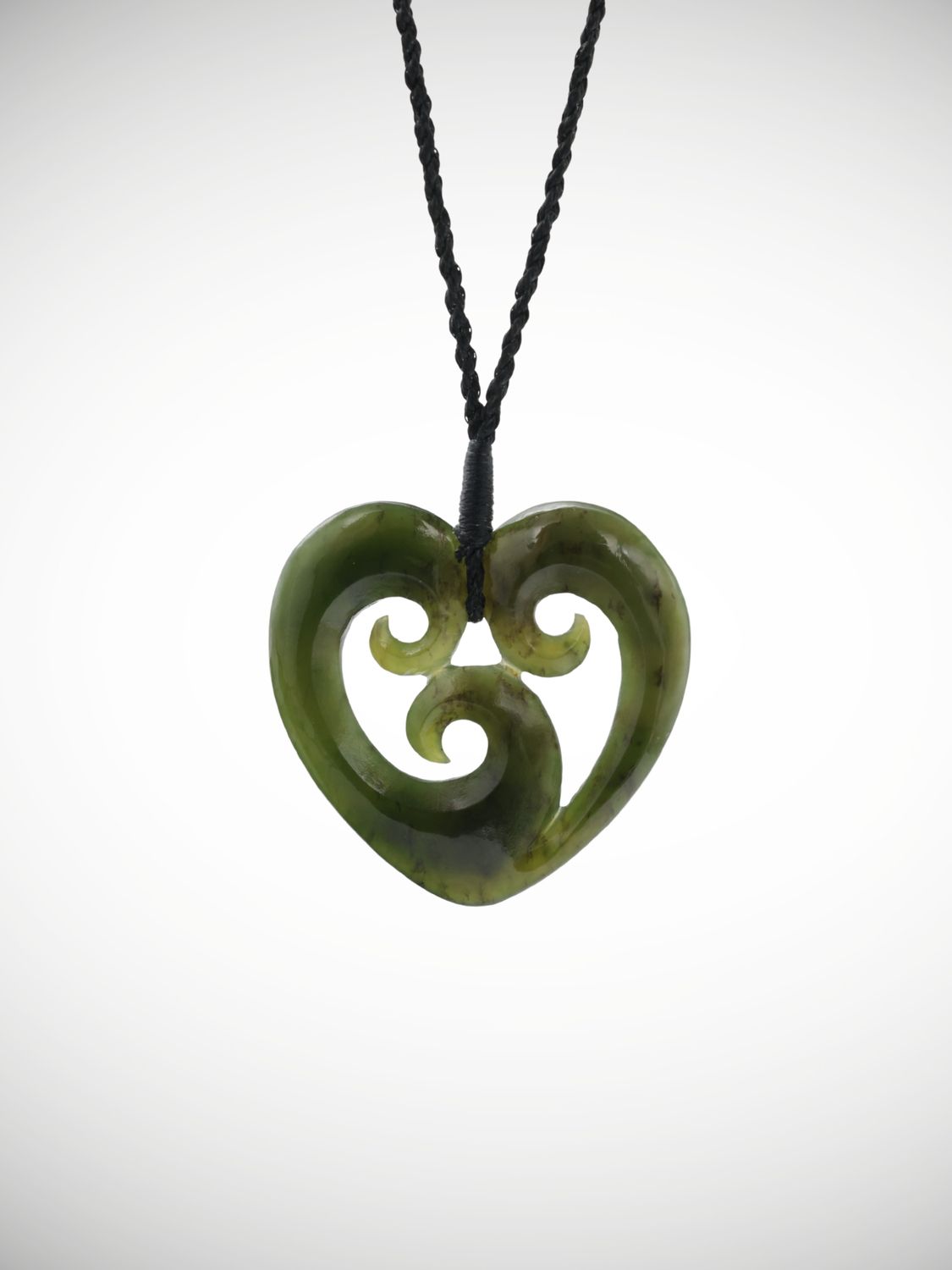 Moko Pounamu Heart Genuine NZ Kawakawa Greenstone - Omana