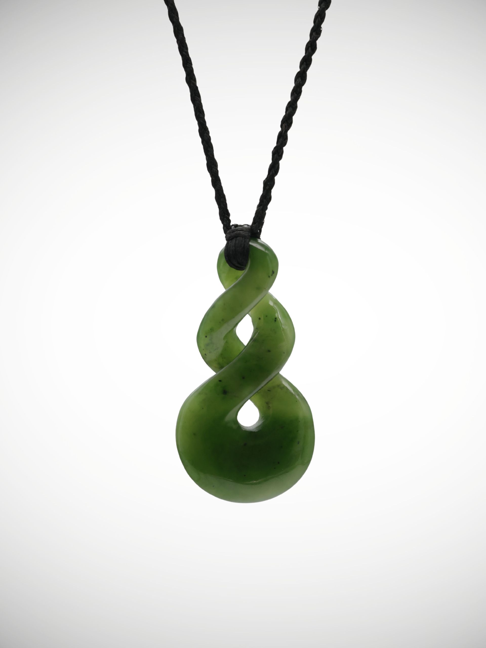 Moko Pounamu Double Pikorua (Twist) Genuine NZ Kahurangi Greenstone - Omamari