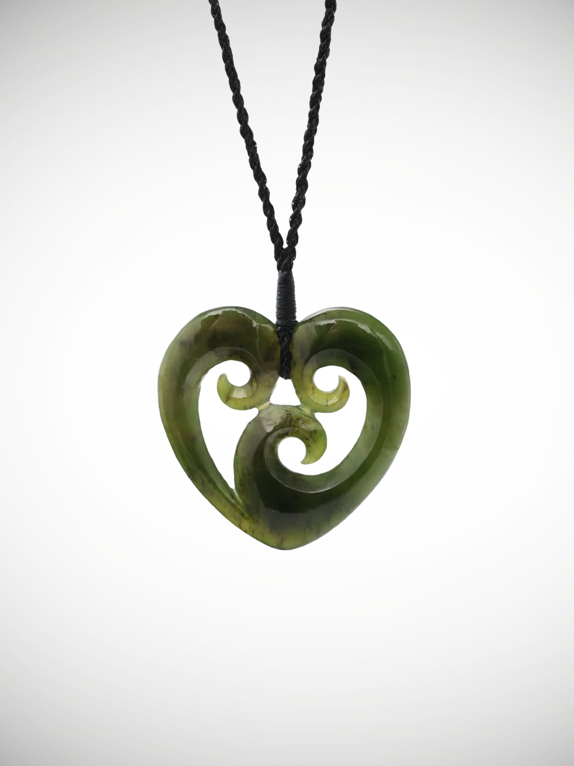 Moko Pounamu Heart Genuine NZ Kawakawa Greenstone - Omana