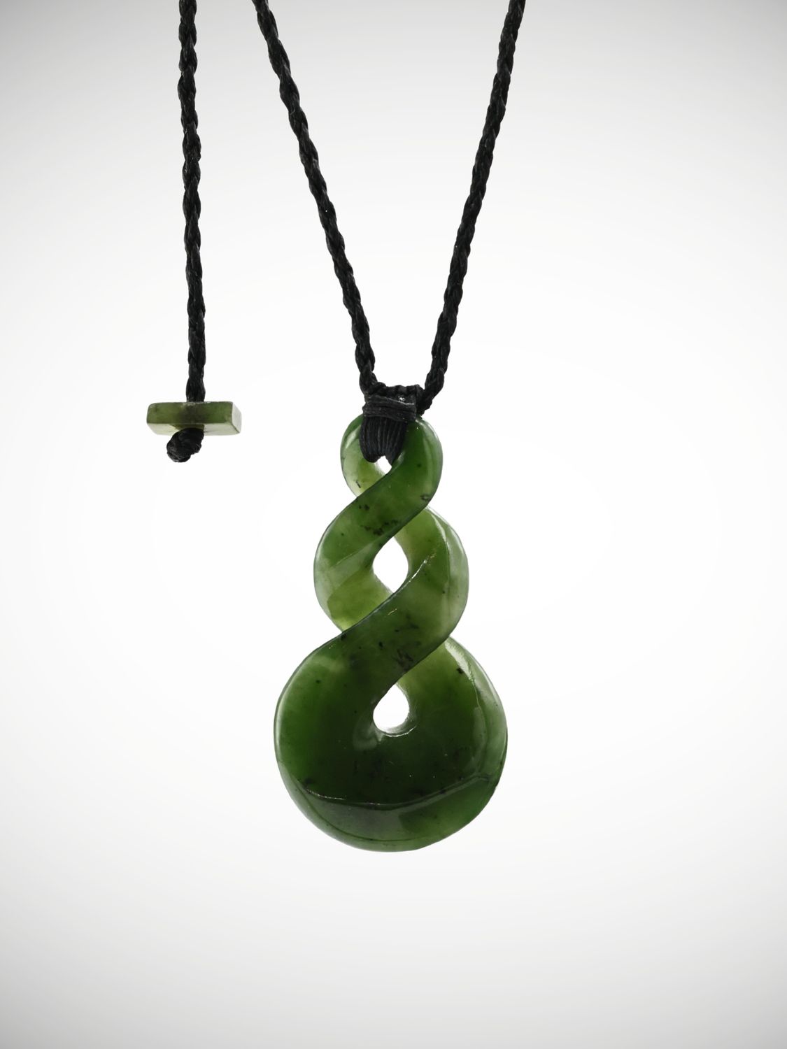 Moko Pounamu Double Pikorua (Twist) Genuine NZ Kahurangi Greenstone - Onekawa