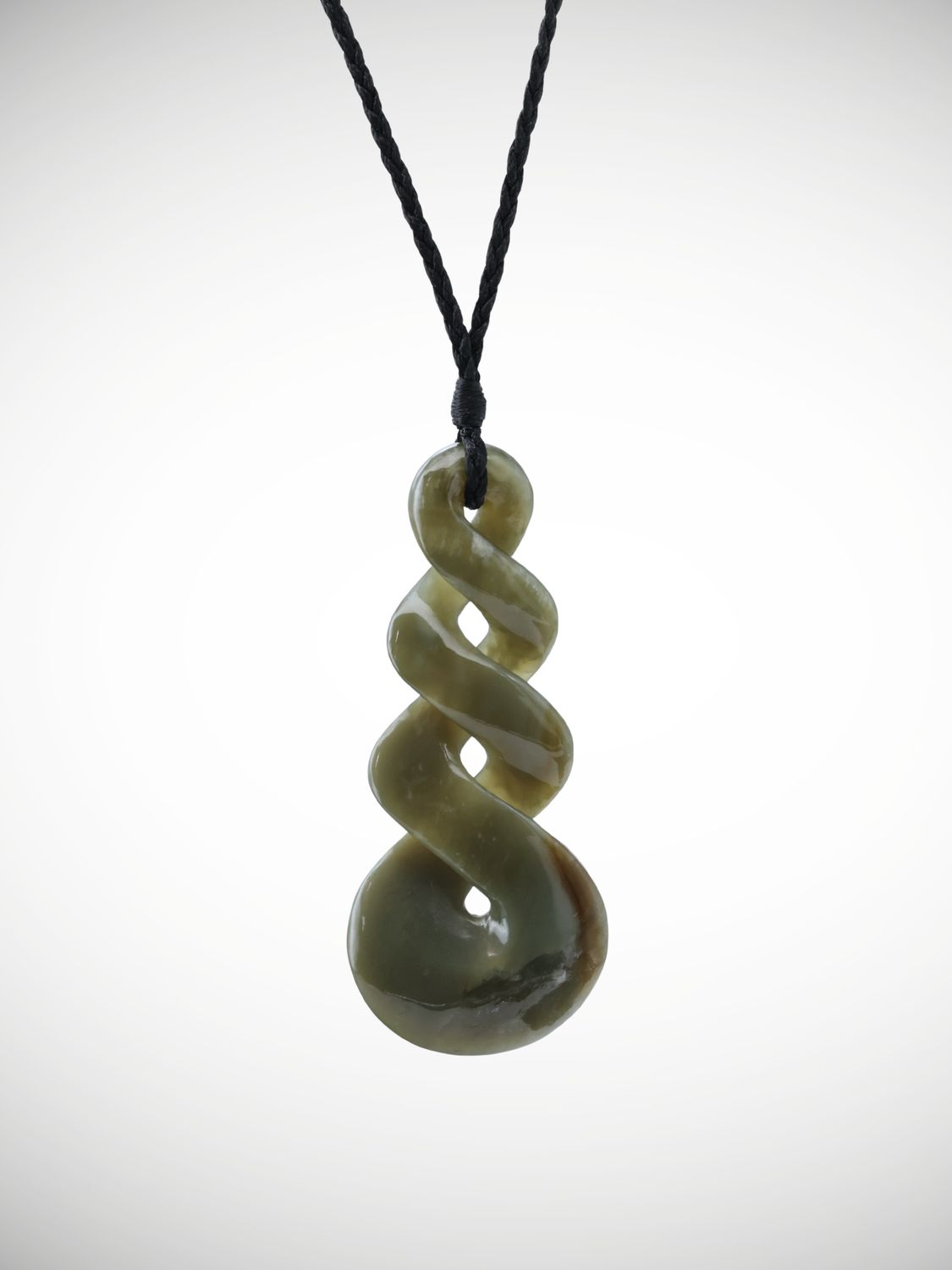 Moko Pounamu Triple Pikorua (Twist) Genuine NZ Kawakawa Flower Greenstone - Onetahua Moko Pounamu Triple Pikorua (Twist) Genuine NZ Kawakawa Flower Greenstone - Onetahua