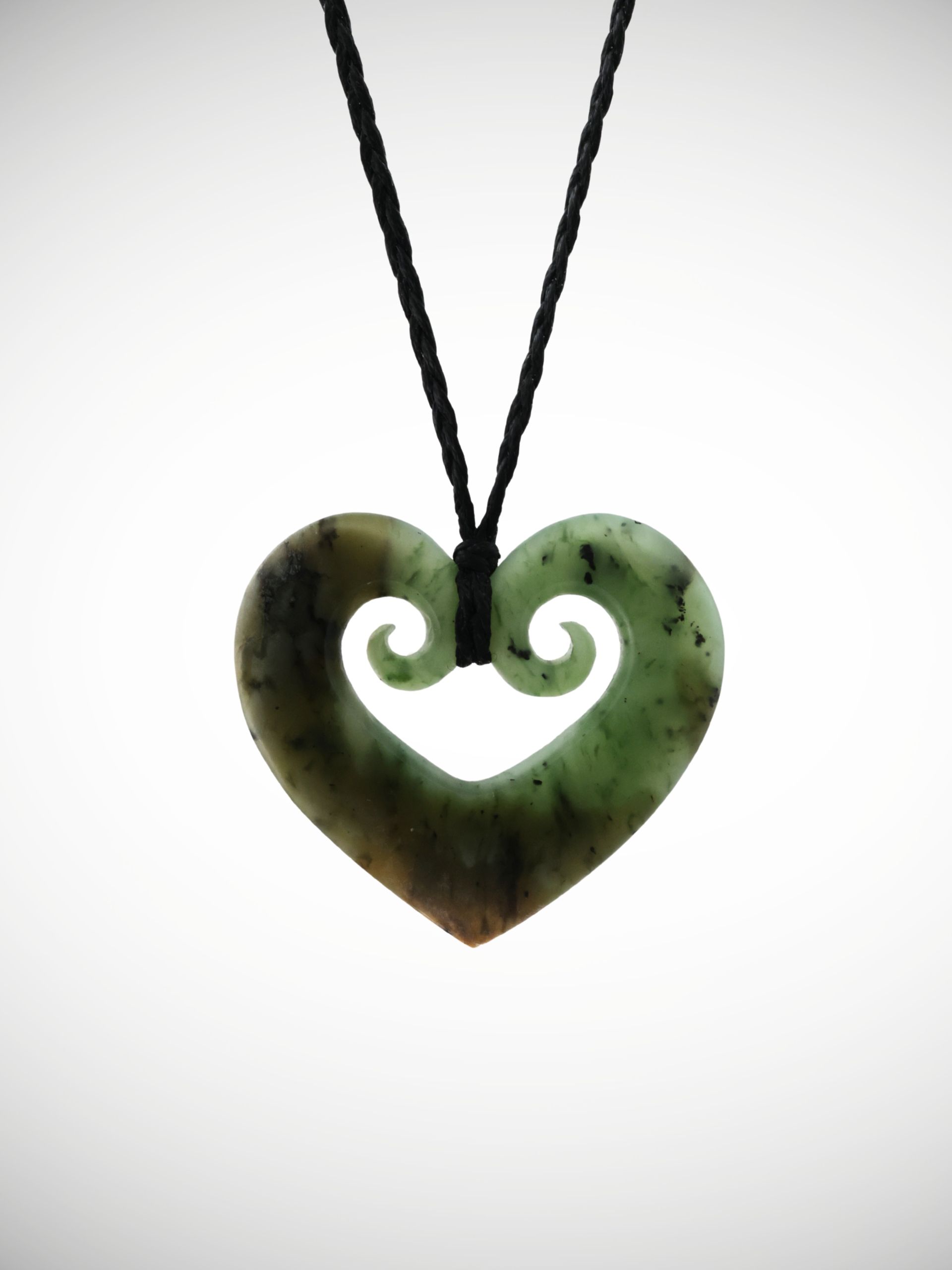 Moko Pounamu Heart Genuine NZ Kahurangi Flower Greenstone - Onekaka