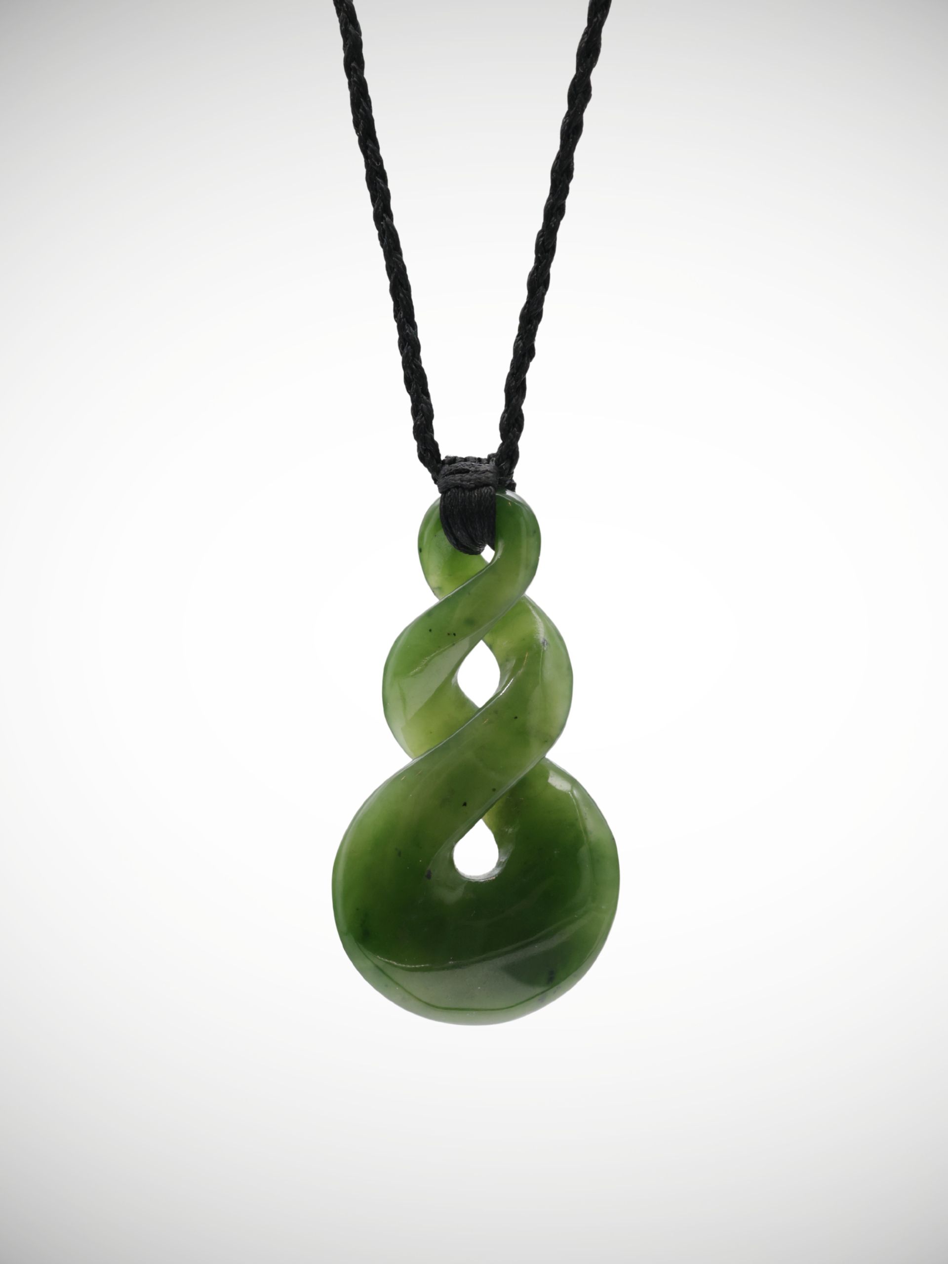 Moko Pounamu Double Pikorua (Twist) Genuine NZ Kahurangi Greenstone - Onekawa