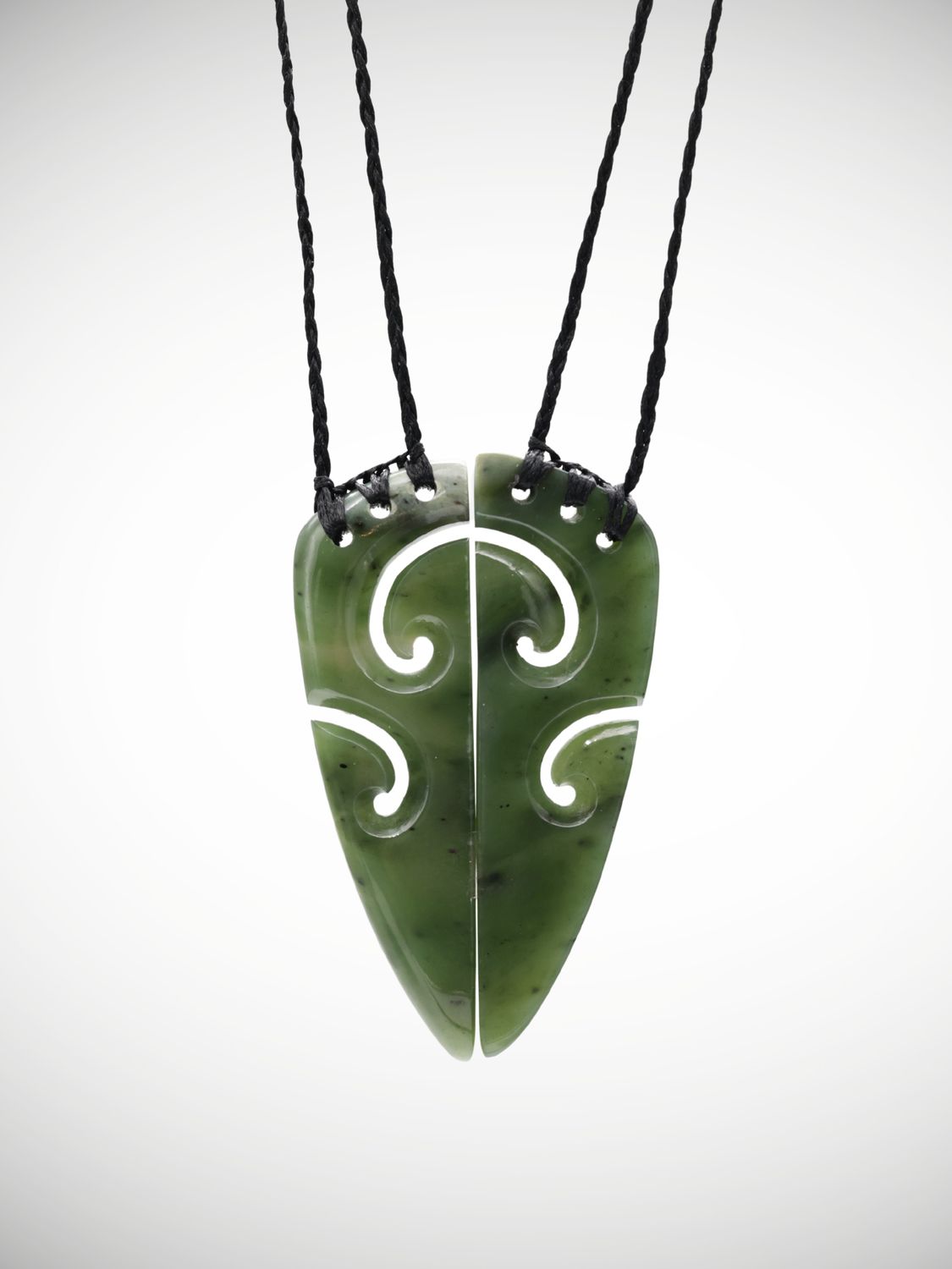 Moko Pounamu Pendant Pair Genuine NZ Kawakawa Greenstone - Onekawa