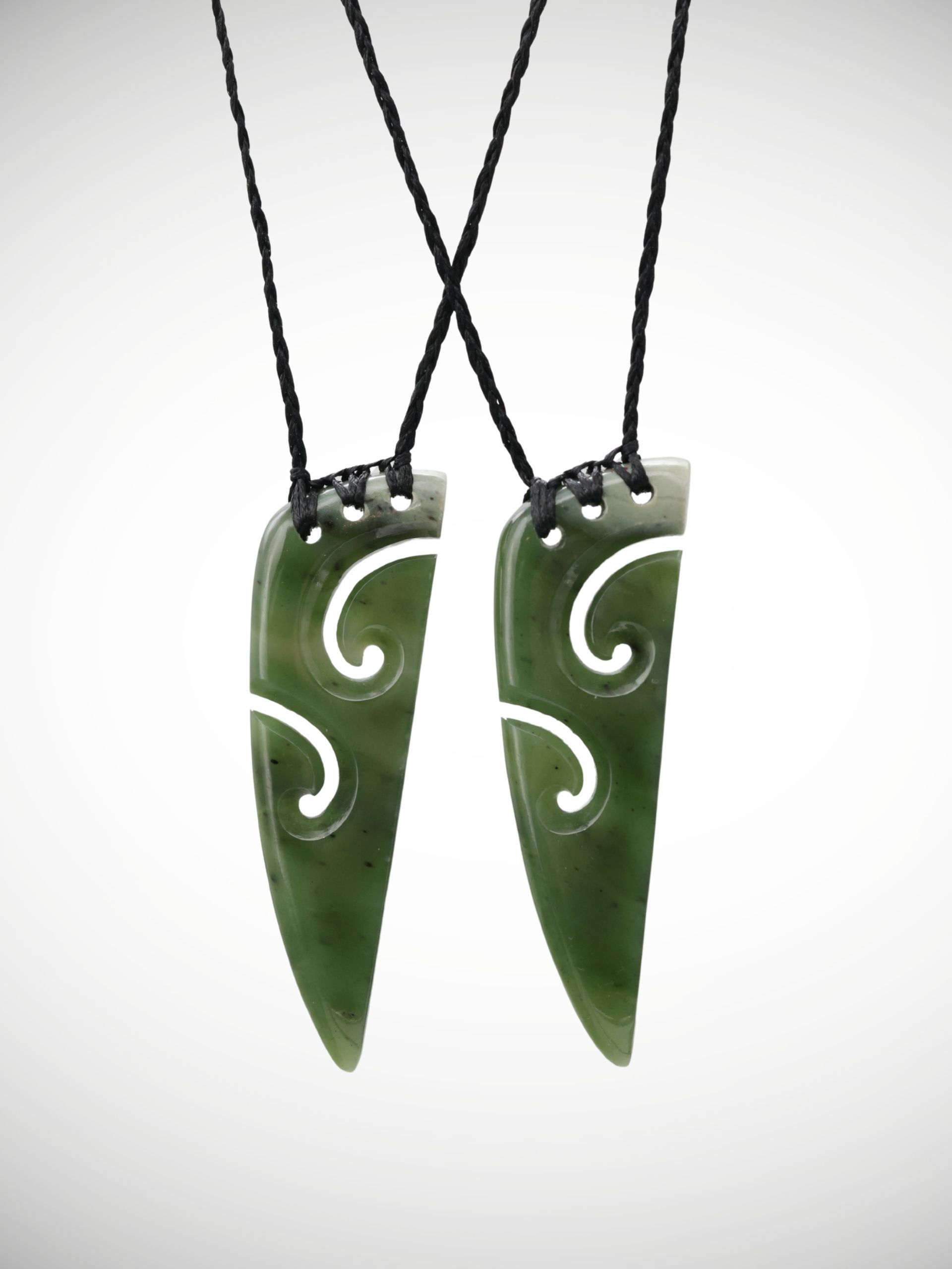 Moko Pounamu Pendant Pair Genuine NZ Kawakawa Greenstone - Onekawa