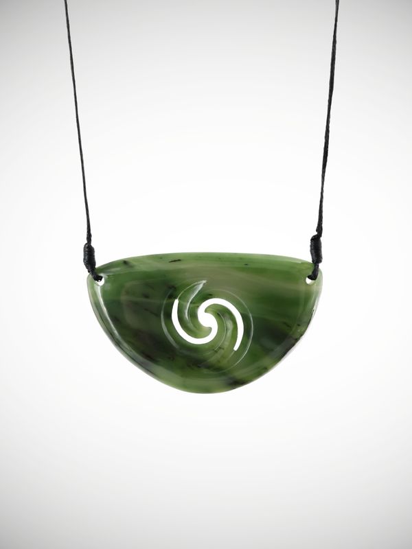 Moko Pounamu Kouma (Breastplate) Genuine NZ Kahotea Greenstone - Oaonui