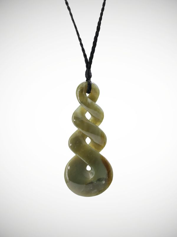 Moko Pounamu Triple Pikorua (Twist) Genuine NZ Raukaraka Greenstone - Onetahua
