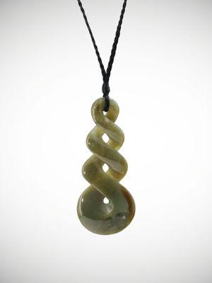 Moko Pounamu Triple Pikorua (Twist) Genuine NZ Raukaraka Greenstone - Onetahua
