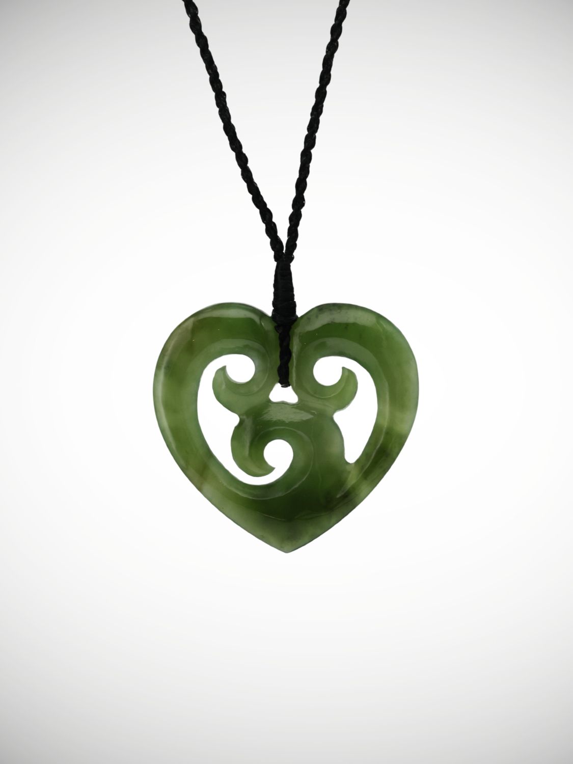 Moko Pounamu Heart Genuine NZ Kahurangi Greenstone - Oneroa
