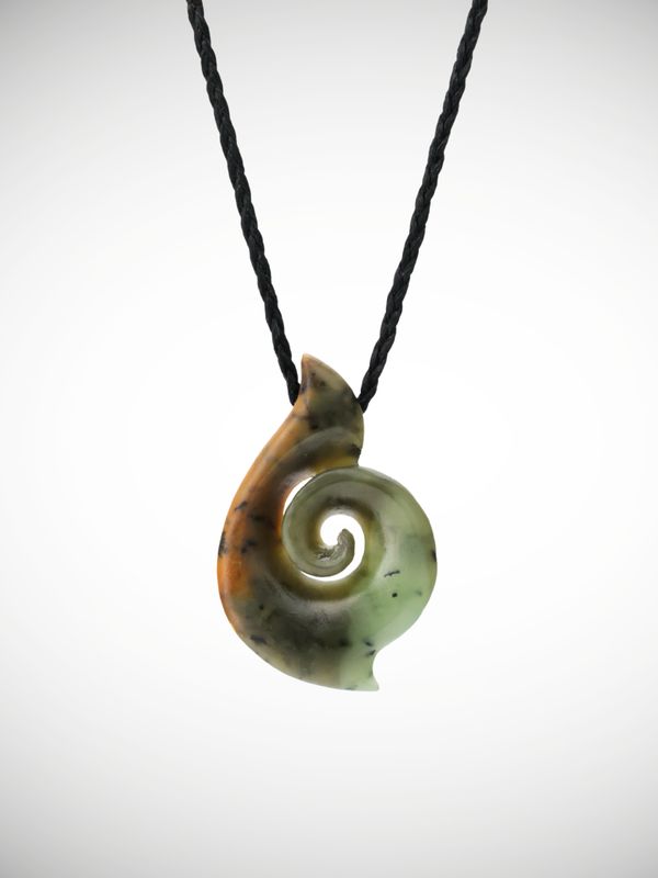 Moko Pounamu Koru NZ Genuine Kahurangi Flower Greenstone - Mangaohutu