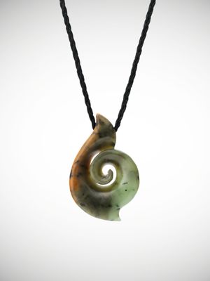 Moko Pounamu Koru NZ Genuine Kahurangi Flower Greenstone - Mangaohutu