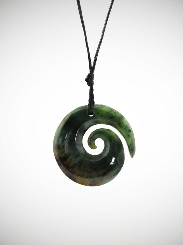 Moko Pounamu Koru NZ Genuine Kawakawa Greenstone - Mangakino