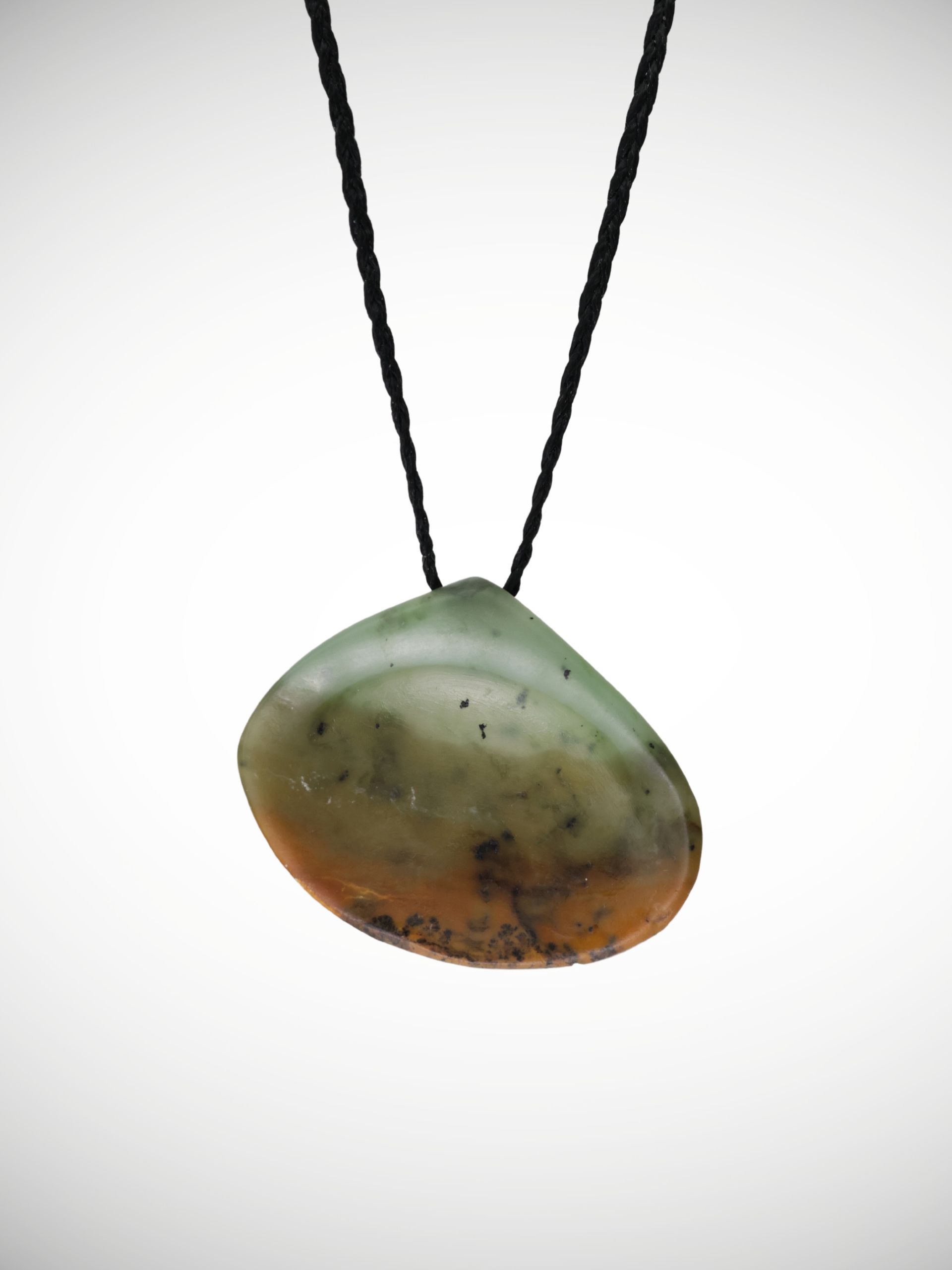 Moko Pounamu Pipi Shell Pendant Genuine NZ Kahurangi Flower Greenstone - Mangatapu