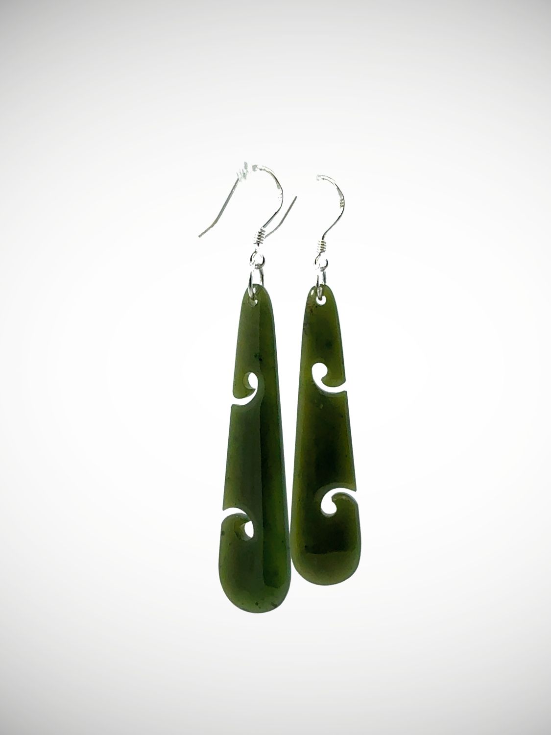 Moko Pounamu Genuine NZ Kawakawa Greenstone & Sterling Silver Earrings - Waiapu Moko Pounamu Genuine NZ Kawakawa Greenstone & Sterling Silver Earrings - Waiapu