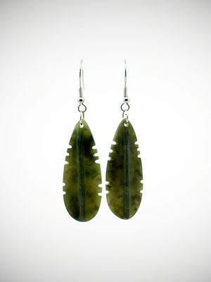 Moko Pounamu Genuine NZ Kawakawa Greenstone & Sterling Silver Earrings - Waiareka Moko Pounamu Genuine NZ Kawakawa Greenstone & Sterling Silver Earrings - Waiareka