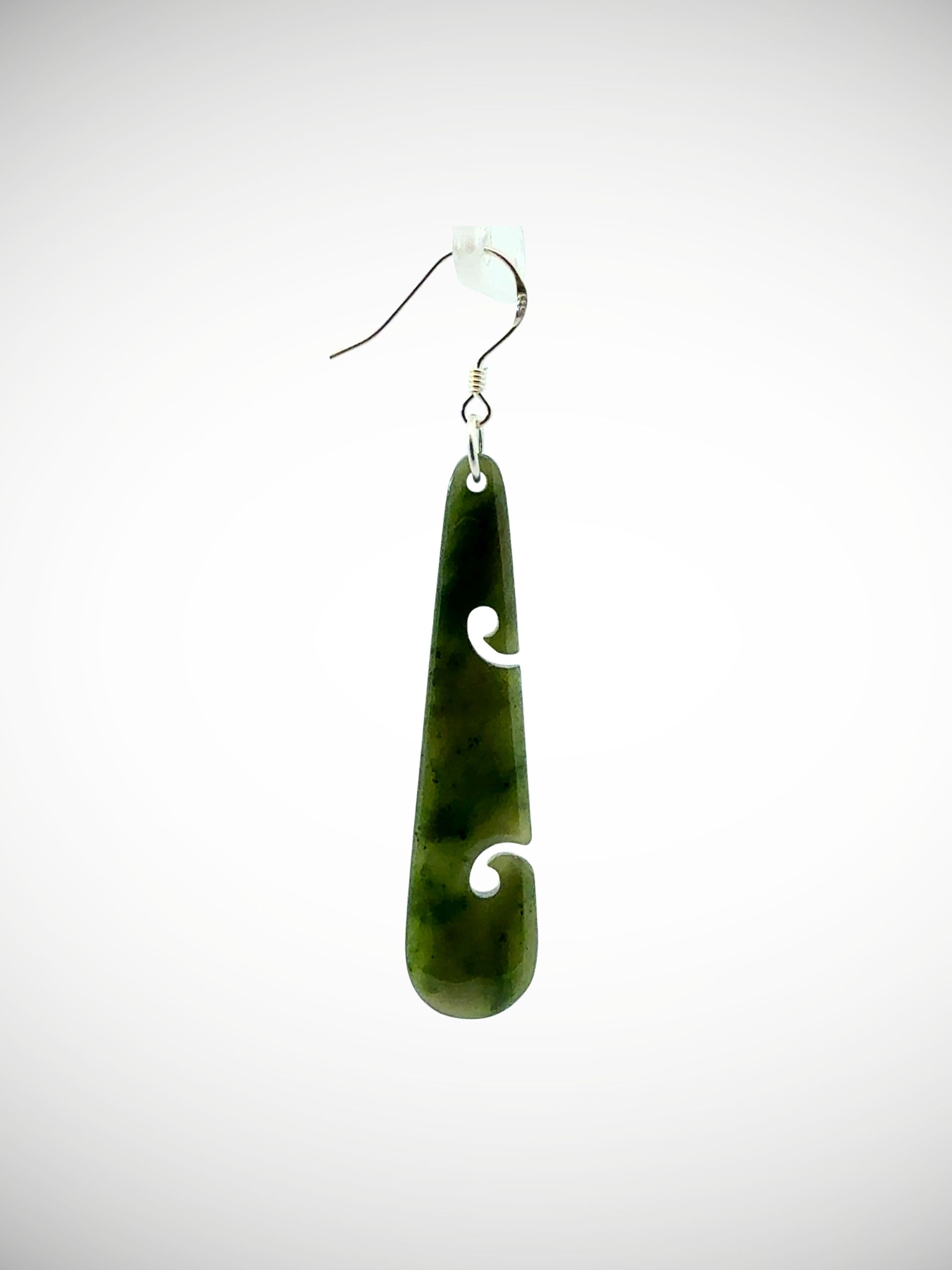 Moko Pounamu Genuine NZ Kawakawa Greenstone & Sterling Silver Earrings - Waiariki