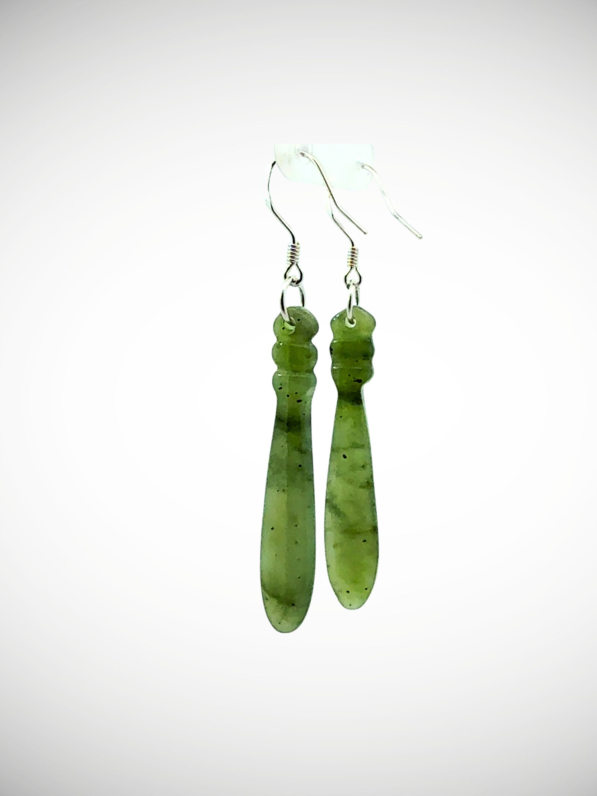 Moko Pounamu Genuine NZ Kahurangi Greenstone & Sterling Silver Earrings - Waiariari