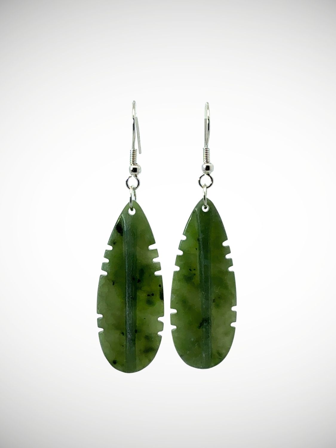Moko Pounamu Genuine NZ Kawakawa Greenstone & Sterling Silver Earrings - Waihakeke Moko Pounamu Genuine NZ Kawakawa Greenstone & Sterling Silver Earrings - Waihakeke