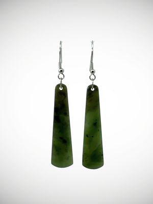 Moko Pounamu Genuine NZ Kawakawa Greenstone & Sterling Silver Earrings - Waihao Moko Pounamu Genuine NZ Kawakawa Greenstone & Sterling Silver Earrings - Waihao