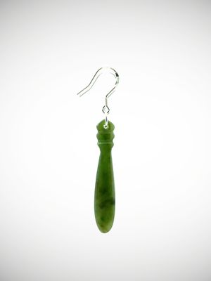 Moko Pounamu Genuine NZ Kahurangi Greenstone & Sterling Silver Earrings - Waiau