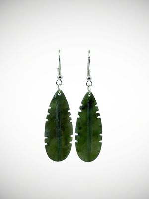 Moko Pounamu Genuine NZ Kawakawa Greenstone & Sterling Silver Earrings - Waiaua Moko Pounamu Genuine NZ Kawakawa Greenstone & Sterling Silver Earrings - Waiaua